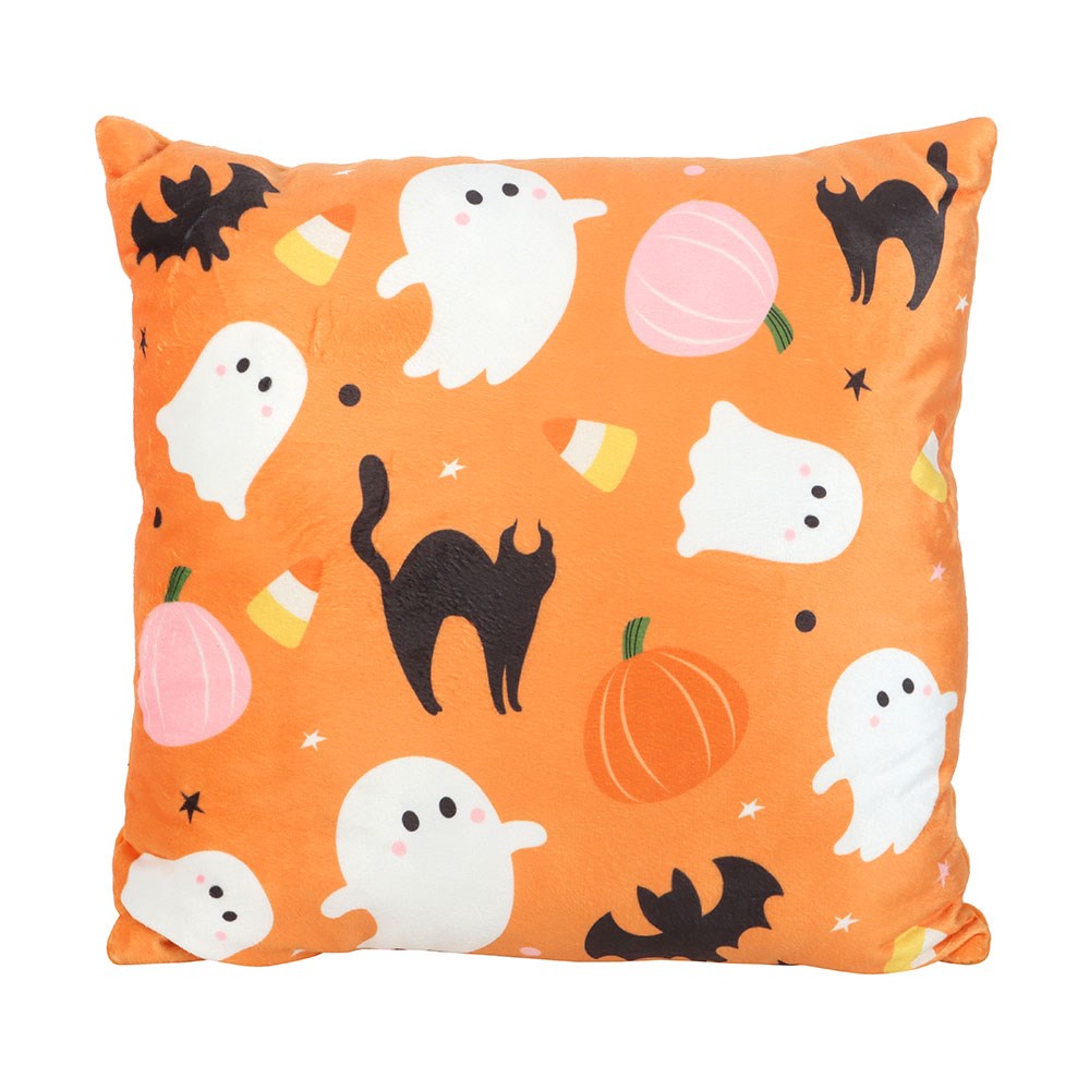 Square Sweet And Spooky Ghost Print Cushion