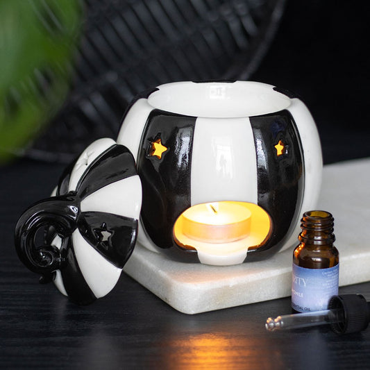 Black And White Striped Pumpkin Oil Buner