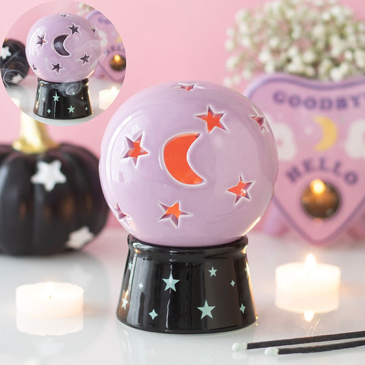 Crystal Ball Tealight Candle And Incense Cone Holder