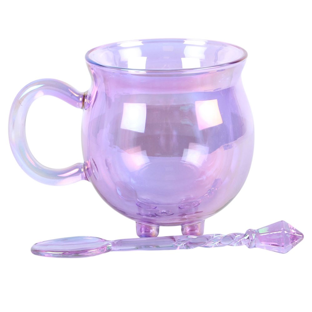 Purple Double Walled Glass Cauldron With Spoon