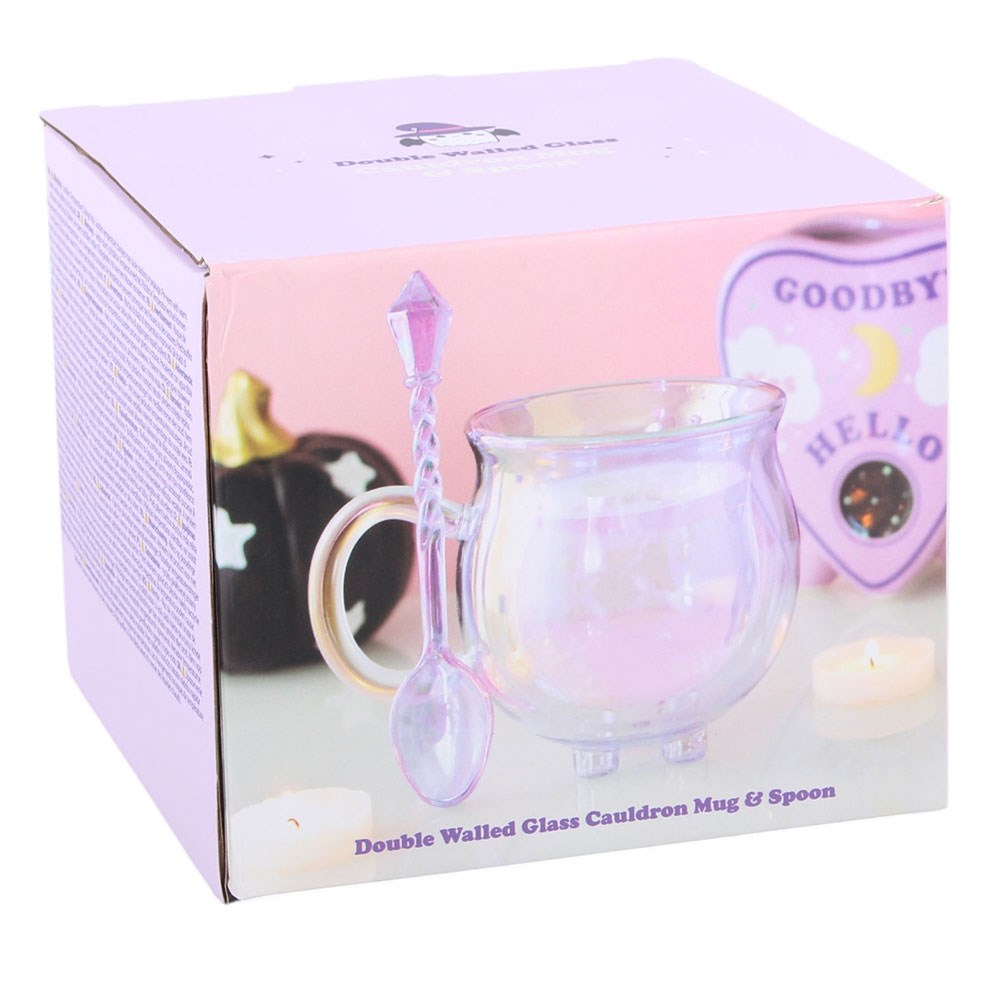 Purple Double Walled Glass Cauldron With Spoon