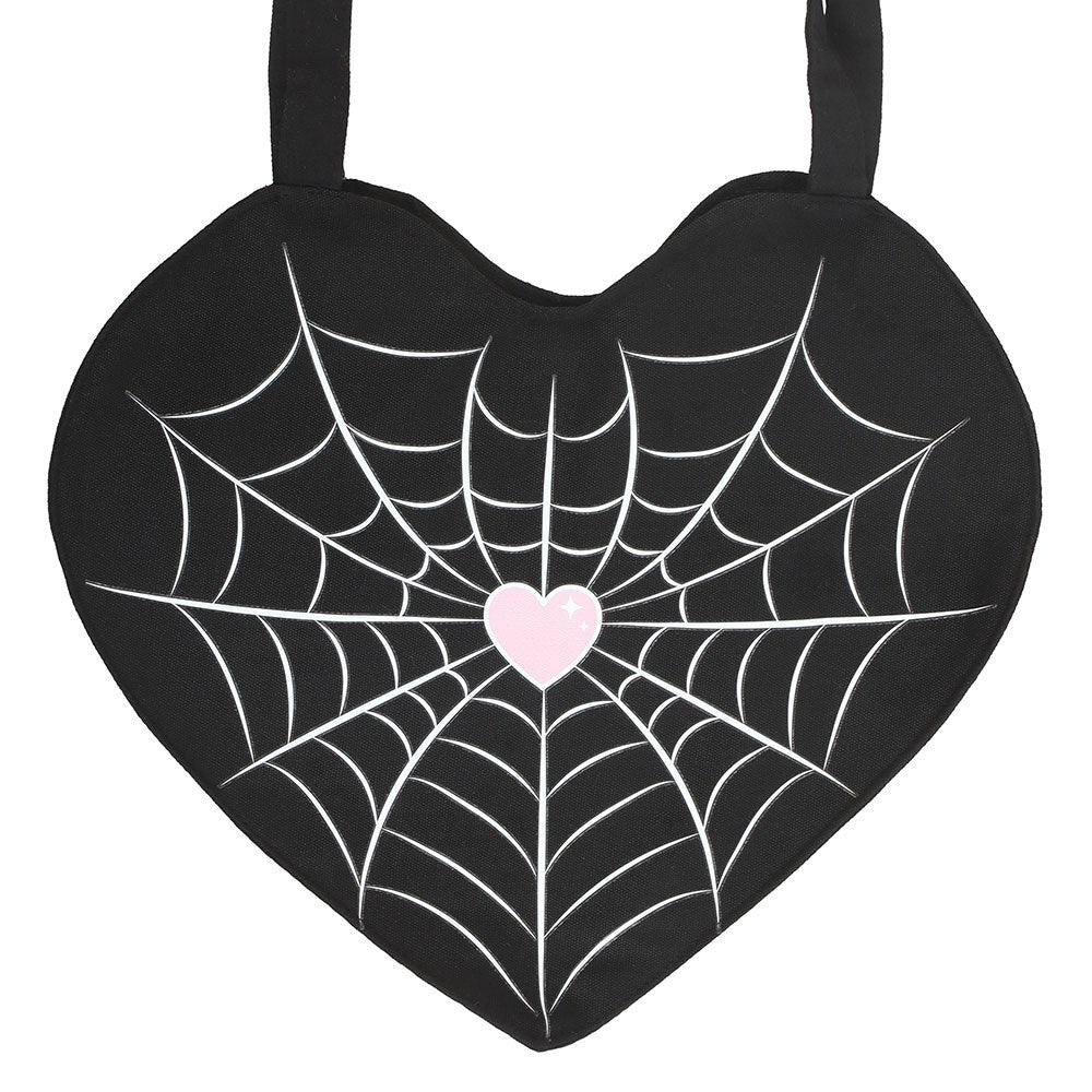 Spiderweb Heart Satin Tote Bag