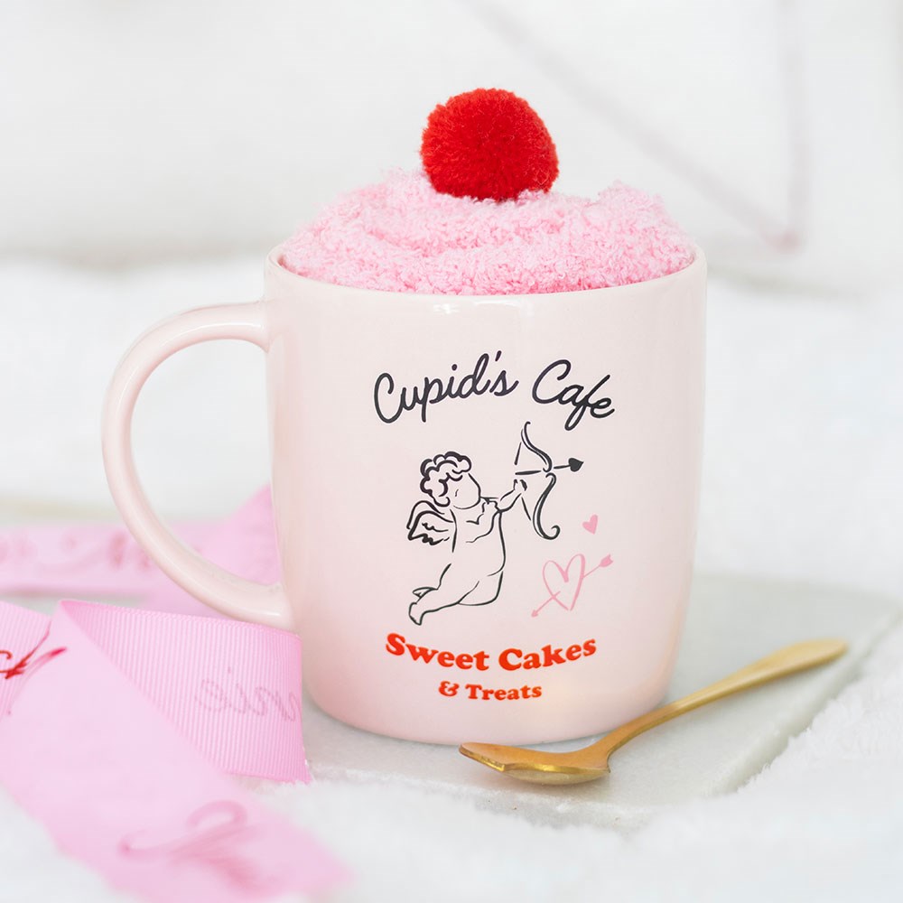 Cupid's Cafe Mug, Spoon And Sock Set