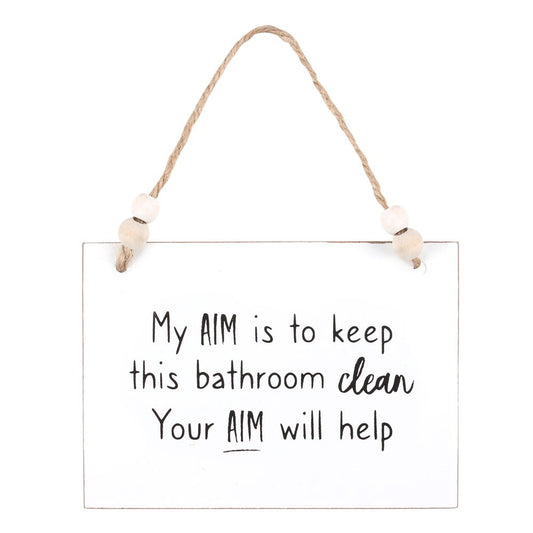 Aim To Keep The Bathroom Clean 10X14CM Metal Wall Sign