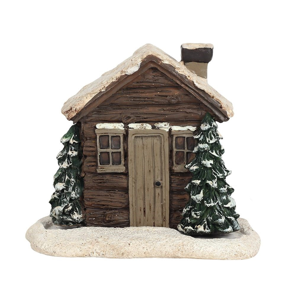 Christmas Smoking Log Cabin  Incense Cone Burner